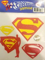 M&E Glitter Superman Decal, Sparkling Yellow and red Man of Steel Sticker for Bumper, Room Decoration, Laptop (4 on 1 Sheet)