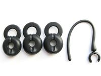 3 Medium Black Stay in Ear Earbuds Eartips and 1 Earhook Earloop Compatible with Jawbone ERA Shadowbox, Smokescreen, Midnight, and Silver Lining Headsets