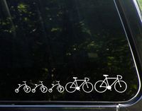 Bike Family of Five - 11" x 1-3/4" - Vinyl Die Cut Decal/Bumper Sticker for Windows, Cars, Trucks, Laptops, Etc.