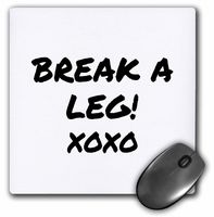 3dRose Break a Leg xoxo. Theater, actor, show business good luck - Mouse Pad, 8 by 8 inches (mp_195571_1)