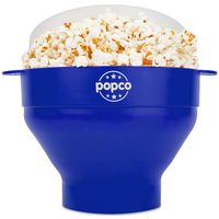 The Original Popco Silicone Microwave Popcorn Popper with Handles, Silicone Popcorn Maker, Collapsible Bowl Bpa Free and Dishwasher Safe - 10 Colors Available (Blue)