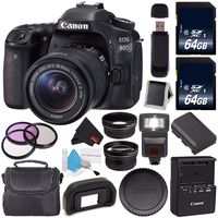 Canon EOS 80D DSLR Camera with 18-55mm Lens 1263C005 (International Version) + 64GB Memory Card + Carrying Case Bundle