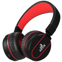Artix Bluetooth Wireless Headphones, Lightweight and Foldable On Ear Earphones NRGSound RS7,for Work,Travel,Sport,Running, 3.5mm Cable Included for Wired Use Great for Kids/Teens/Adults (Black/Red)