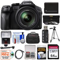 Panasonic Lumix DMC-FZ300 4K Wi-Fi Digital Camera with 64GB Card + Battery + Case + Tripod + Flash + 3 Filters + Kit