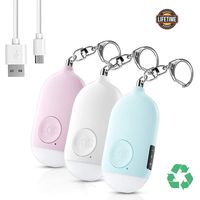Siren Song Personal Alarm - 3 Pack USB Rechargerable Safesound 130dB Self Defense Alarm Keychain Emergency LED Flashlight USB Rechargerable