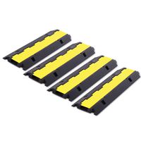 FCOME 4 Pack Rubber Cable Ramp Hose Cable Protector Ramp 1 Channel 22000Lbs Load Capacity Traffic Speed Bump Wires Power Lines Extension Cord Cover for Indoor Outdoor