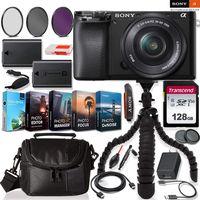 Sony Alpha a6100 Mirrorless Digital Camera with 16-50mm Lens Bundle with Travel Kit and 5 Piece Video/Photo Software Package