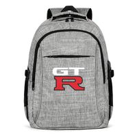 Laptop Backpack Water Repellent GT-R-Logo- Business Travel Backpack with USB Charging Port for Men Womens College Backpack Fits 15.6 Inch Laptop Notebook-Grey