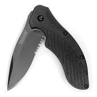 Kershaw Clash Pocket Knife, Black Serrated (1605CKTST); 3.1" Stainless Steel Blade with Black-Oxide Coating; Glass-Filled Nylon Handle with SpeedSafe Opening and Reversible Pocketclip; 4.3oz