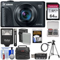 Canon PowerShot SX740 HS Wi-Fi 4K Digital Camera (Black) with 64GB Card + Battery & Charger + Case + Tripod + Flash + Kit