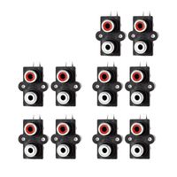 VONOTO 10PACK PCB Mounted AV Concentric Outlet 2 RCA Female Jack Video AV Socket Right Angle Connector