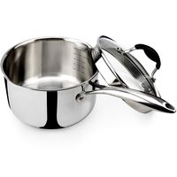 AVACRAFT Top Rated Tri-Ply Stainless Steel Saucepan with Glass Strainer Lid, Two Side Spouts, Ergonomic Handle, Multipurpose Sauce Pan with Lid, Sauce Pot, Cooking Pot (Tri-Ply Full Body, 3.5 Quart)