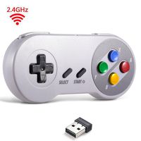 2.4 GHz Wireless USB Controller Compatible with Super NES Games, iNNEXT SNES Retro USB Classic Controller Joypad Joystick for Windows PC MAC Linux Genesis (Multi-Colored Keys)