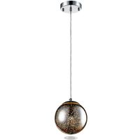 SereneLife Home Lighting Fixture - 7.1" Circular Sphere Shaped Dome Pendant Hanging Lamp Ceiling Light with Sculpted Glass Accent, Adjustable Length and Screw-in Bulb Socket (SLLMP16)