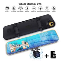 ETEYES Mirror Dash cam Dual Lens car Vehicle Driving DVR Detection Loop Recording 170°A+ Wide View Reverse Camera 1080P FHD 4.3" LCD
