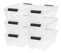 IRIS USA, Inc. TB-42 12 Quart Stack & Pull Box, Clear, 6 Stack and Pull