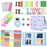 Leebotree Instant Camera Accessories Bundle Compatible with Fujifilm Instax Mini 9 or 8 8+ Instant Film Camera, Includes Camera Case/Album/Selfie Lens/Filters/Frame/Stickers (Flamingo Blue)