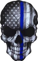 Papapatch Realistic Skull USA Flag American US United States America Police Law Enforcement Thin Blue Line Window Laptop Wall Decor Decal Vinyl Sticker (PS-STK-SKULL-BLUE-LINE)