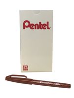Pentel Arts Sign Pen Touch, Fude Brush Tip, Brown Ink, Box of 12 (SES15C-E)