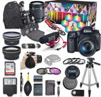 Canon EOS 7D Mark II DSLR Camera Deluxe Video Kit with Canon EF-S 18-55mm f/3.5-5.6 is STM Lens + Rode VIDEOMIC GO Microphone + SanDisk 32GB SD Memory Card + Accessory Bundle