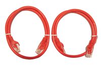 Pack of (2) 2 foot red snagless Cat6 Cat 6 ethernet cord patch cables