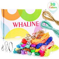 Whaline 30 Colors Plastic Lacing Cords with 20 Keychain Clips 20 Hooks and 10 Clasps, Gimp Bracelet Making Scoubidou Strings with Box for DIY Craft Jewelry Making (492 feet)