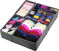 Simple Houseware Closet Underwear Organizer Drawer Divider 4 Set, Dark Grey