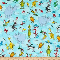 Robert Kaufman Kaufman Celebrate Seuss Characters Aqua Fabric