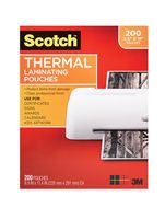 Scotch Thermal Laminating Pouches, 200-Pack, 8.9 x 11.4 inches, Letter Size Sheets, Clear, 3-Mil (TP3854-200)