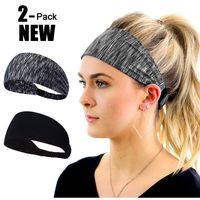 Set of 2 Black Yoga Headband for Women Workout Headscarf Head Wrap Men Sweat Soft Sports Fitness Exercise Running Bandana Multi Accessories Studio Dry Fit