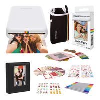 Polaroid Zip Wireless Mobile Photo Mini Printer (White) Compatible w/iOS & Android, NFC & Bluetooth Devices with Accessories Bundle