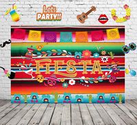 7x5ft Fiesta Backdrop and Studio Props DIY Kit.Summer Fiesta Theme Photography Backdrop Mexican Dress-up Photo Booth Background Birthday Party Banner Backdrops KPW-928