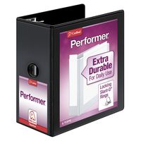 Cardinal Performer 3-Ring Binder, 5", Locking Slant-D Rings, 1,050-Sheet Capacity, ClearVue Presentation Binder, Nonstick, PVC-Free, Black (17951)