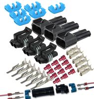 (3 Set) Delphi Metri-Pack 150 Series 2-Way Connector w/16-18-20-22 AWG Sealed Waterproof (16-18 GA)