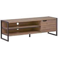 Rivet Roxmere Mid-Century Modern TV Media Console Center Stand, 59"W, Acacia Wood & Dark Metal