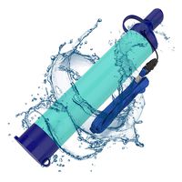 SimPure Water Filter Straw, Portable Survival Straws with 0.1 Micron 5-Stage Integrated Water Purifier, Outdoor Survival Gear for Camping Hiking Climbing and Emergency(Blue-1P)