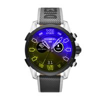 Diesel On Men's Full Guard 2.5 Touchscreen Stainless Steel and Nylon Smartwatch, Black and Yellow Iridescent crystal-DZT2012