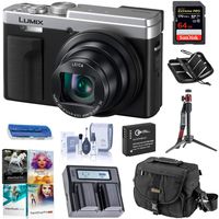 Panasonic LUMIX ZS80, 20.3 Megapixel Digital Camera, 4K Video, 30X Zoom Lens, DC-ZS80S (Silver), Bag, Battery, Dual Charger, Tripod, 64GB SD Card + Case, PC Software Pack, Cleaning Kit, Card Reader