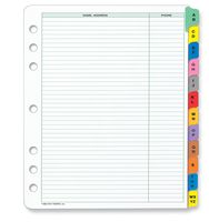 Day-Timer Address and Phone Refill, 7-Hole Punched, 12 Colored Tabs, 24 Extra Pages, 8.5 x 11 Inch Folio Size, Multi-Color (D94143B)