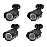 Q-See Home Security Cameras, 1080P Analog HD Add-On Bullet Surveillance Camera 4-Pack, Night Vision, BNC, Indoor and Outdoor, Black (QTH8053BA-4)