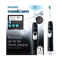 Philips Sonicare 2 Series plaque control rechargeable electric toothbrush, Black, HX6211