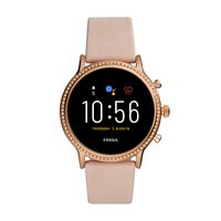 Fossil Gen 5 Julianna HR Heart Rate Stainless Steel and Leather Touchscreen Smartwatch, Color: Rose Gold, Blush (Model: FTW6054)