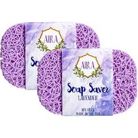Aira Soap Saver - Soap Dish & Soap Holder Accessory - BPA Free Shower & Bath Soap Holder - Drains Water, Circulates Air, Extends Soap Life - Easy to Clean, Fits All Soap Dish Sets - Lavender 2 Pack