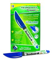 TICONDEROGA RediSharp Plus Low Odor Permanent Markers, Fine Point, Blue, 12-Pack (98208)