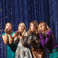 Eternal Beauty Navy Blue Sequin Wedding Backdrop Photography Background Party Curtain, 6Ft X 8Ft