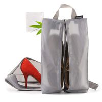 Hakels Shoe Bags for Travel Water-Resistant Storage Organizer Mesh Packing Pouch, for Men Women, Grey Medium Pack of 2
