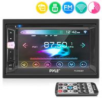 Double Din DVD Car Stereo Player Bluetooth In-dash Car Stereo Touch Screen Receiver w/ USB/SD, MP3, CD Player, AM FM Radio, Steering Wheel Feature, Hands-Free Call, Camera/Speaker Input - Pyle PLDN83