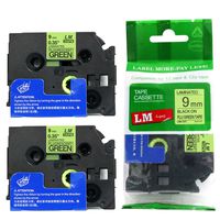 LM Tapes - 2/Pack Premium 3/8" Black Print on Bright Green Label (9mm 0.35 Laminated) Compatible with P-Touch TZe-D21 Tape and Comes with Great Tape Color/Size Guide for Easy reordering.