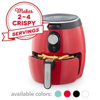DASH DMAF355GBRD02 Deluxe Electric Air Fryer + Oven Cooker with Temperature Control, Non Stick Fry Basket, Recipe Guide + Auto Shut off Feature, 3qt, Red