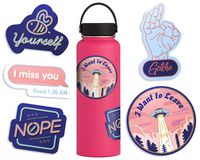 Cute Neon Aesthetic Stickers for Water Bottles (5 Pack) - Funny, Lovely, Trendy, Waterproof Vinyl Decal Stickers for Teens, Girls, Women, Feminists - for Hydro Flask Tumbler Waterbottle Laptop Phone